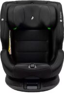 Osann One360° i-Size Kindersitz in All Black – gepolstert und 360° drehbar, für Kinder von 40 bis 150 cm, mit integriertem Seitenaufprallschutz (SIPS), in schräger Ansicht von rechts hinten für einen umfassenden Blick auf Design und Funktion
