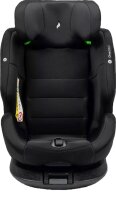 Osann One360° i-Size Kindersitz in All Black, gepolstert, drehbar, für Kinder von 40 bis 150 cm, mit integriertem Seitenaufprallschutz, Ansicht von vorne, Gurt offen