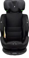 Osann One360° i-Size Kindersitz in All Black, gepolstert, drehbar, für Kinder von 40 bis 150 cm, mit integriertem Seitenaufprallschutz, Ansicht von vorne, Kopfteil ausgezogen