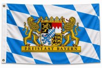 Flagge Bayern Löwe mit Spruch Freistaat 90 x 150 cm...