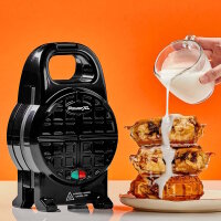 PowerXL Waffle Star Waffeleisen für gefüllte belgische Waffeln 1090W Antihaft tief 18cm | Waffelmaker Sandwichmaker Elektro-Waffeleisen Schwarz