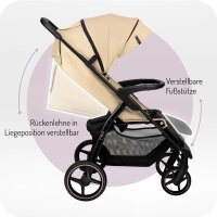 Kinderwagen mit verstellbarer Rückenlehne und Fußstütze in Beige
