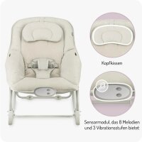 Babywippe mit Kopfkissen, Sensor-Modul und verschiedenen Melodien und Vibrationen