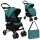 Kinderwagen in Türkis mit verstellbarem Verdeck und Tragetasche