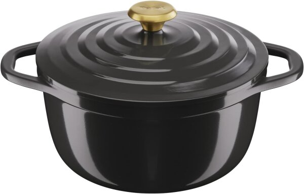 Tefal Air E2554604 Schmortopf rund 24cm | 4,7L Aluminiumguss Auflaufform mit Deckel | Antihaft-Keramikbeschichtung | Induktion & Backofen bis 250°C