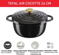 Tefal Air E2554604 Schmortopf rund 24cm | 4,7L Aluminiumguss Auflaufform mit Deckel | Antihaft-Keramikbeschichtung | Induktion & Backofen bis 250°C