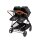 Doppel-Kinderwagen mit schwarzem Gestell und braunen Griffen