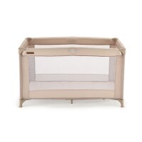 Reisebett in Beige mit Netzseiten und stabilen Beinen