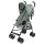 Grüner Kinderwagen mit verstellbarem Sonnendach und vier Rädern