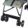 Faltbarer Kinderwagen mit schwarzem Gestell und grünem Sitzpolster