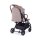 Kinderwagen mit braunem Griff und beigem Stoffbezug, klappbar