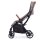 Kompakter Kinderwagen mit braunem Griff und schwarzem Gestell