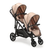 Doppel-Kinderwagen in Beige mit zwei Sitzen und...