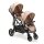 Doppel-Kinderwagen in Beige mit zwei Sitzen und verstellbaren Sonnenverdecken
