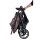 Faltbarer Kinderwagen in Grau mit schwarzem Gestell und Holzgriff