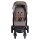 Kinderwagen mit braunem Griff und grauem Bezug, gepolstert und komfortabel