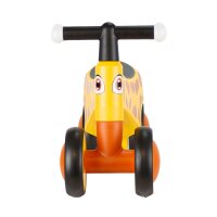 Buntes Kinderfahrzeug in Form einer Giraffe mit zwei Rädern