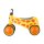 Gelbes Kinderfahrzeug mit Giraffenmuster und großen orangefarbenen Rädern