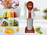 BEPER BP.690 Elektrischer Milchshaker 100W – Drink Mixer mit 500ml Edelstahlbecher – Shaker für Milchshakes, Cocktails & Frappés – Rot