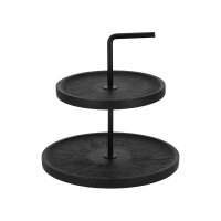 JENS Living Etagere aus Mangoholz & Metall - 2-stufig Ø25cm Rund - Servierständer für Snacks & Deko - Rustikaler Landhausstil - Natur oder Schwarz