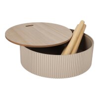 JENS Living Beistelltisch  Levi – Rund Ø38cm mit Stauraum & Deckel – Couchtisch Modern mit 3 Beinen – Nachttisch – Holz – Taupe oder Schwarz