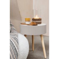 JENS Living Beistelltisch  Levi – Rund Ø38cm mit Stauraum & Deckel – Couchtisch Modern mit 3 Beinen – Nachttisch – Holz – Taupe oder Schwarz