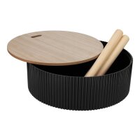 JENS Living Beistelltisch  Levi – Rund Ø38cm mit Stauraum & Deckel – Couchtisch Modern mit 3 Beinen – Nachttisch – Holz – Taupe oder Schwarz