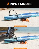 OutdoorMaster Shark 3 Elektrische SUP Pumpe mit Akku 74Wh – 350" Turbo-Aufpumpen, 20 PSI Akku-Luftpumpe für 4 Boards, Auto-Off, 12V/15,8V & USB-C, Schwarz