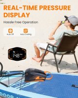 OutdoorMaster Shark 3 Elektrische SUP Pumpe mit Akku 74Wh – 350" Turbo-Aufpumpen, 20 PSI Akku-Luftpumpe für 4 Boards, Auto-Off, 12V/15,8V & USB-C, Schwarz