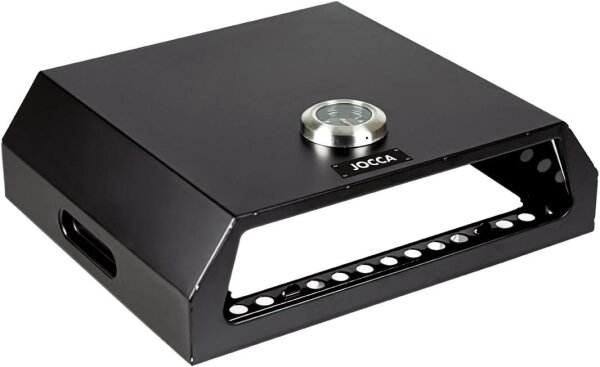 JOCCA Barbecue Pizzaofen Edelstahl für Gas- & Holzkohlegrill – Mini Pizza Box Top Box Grillaufsatz inkl. Pizzastein & Thermometer für die Grillparty