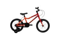 Kinderfahrrad in Orange und Rot mit Stützrädern...