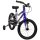 Kinderfahrrad in Lila mit Stützrädern und schwarzem Reifen