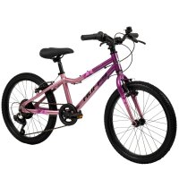 Kinderfahrrad in lila und pink mit stabilen Reifen und gepolsterter Sitzfläche