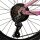 Rosa Fahrradrahmen mit Shimano Schaltwerk und Kettenblatt im Fokus