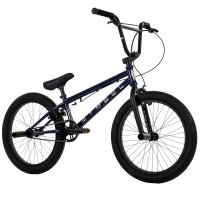 BMX-Fahrrad in Dunkelblau mit breiten Reifen und gepolstertem Sattel