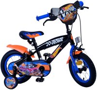 Schwarzes Kinderfahrrad mit orangefarbenen Akzenten und...
