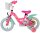 Rosa Kinderfahrrad mit weißen Reifen und Korb vorne