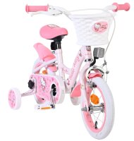 Rosa Kinderfahrrad mit Hello Kitty Design und Korb vorne