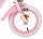 Vorderreifen eines rosa Kinderfahrrads mit weißen Reifen und reflektierendem Element