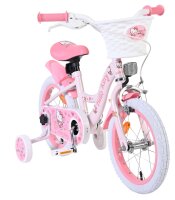 Rosa Kinderfahrrad mit Hello Kitty Design und Korb vorne