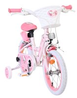Rosa Kinderfahrrad mit Hello Kitty Design und weißem Korb