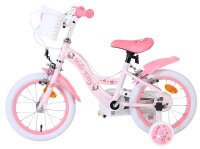 Rosa Kinderfahrrad mit Hello Kitty-Motiv und Stützrädern