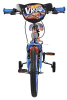 Kinderfahrrad in Blau und Orange mit Trainingstöpfen und sportlichem Design