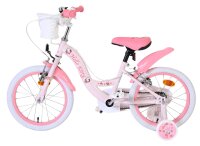 Rosa Kinderfahrrad mit Korb, weißen Reifen und niedlichem Design