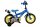 Blaues Kinderfahrrad mit gelben Reifen und Wasserflaschehalterung