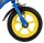 Blaues Kinderfahrrad mit gelbem Rad und schwarzem Reifen