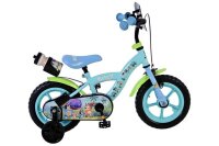 Kinderfahrrad in Blau und Grün mit bunten Aufklebern...
