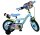 Kinderfahrrad in Blau mit buntem Design und Stützrädern