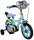 Kinderfahrrad in Blau und Grün mit Charaktermotiven und Stützrädern