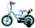 Kinderfahrrad in Blau mit grünen Akzenten und Trinkflasche
